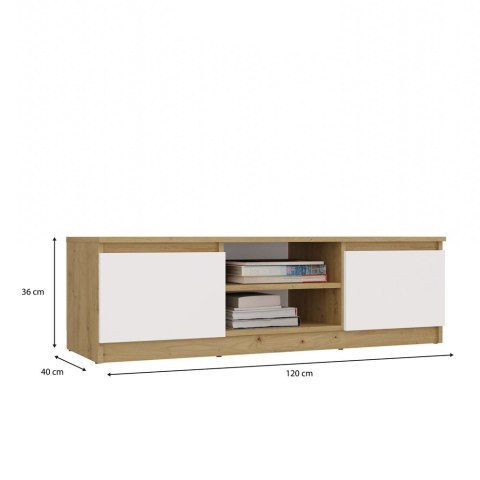 NOWOCZESNA SZAFKA RTV MALWA 120CM DĄB ARTISAN / BIAŁY MAT NOWOCZESNA SZAFKA RTV MALWA 120CM DĄB ARTISAN / BIAŁY MAT
