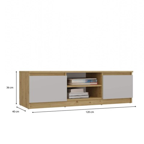 NOWOCZESNA SZAFKA RTV MALWA 120CM KASZMIR / DĄB ARTISAN NOWOCZESNA SZAFKA RTV MALWA 120CM KASZMIR / DĄB ARTISAN
