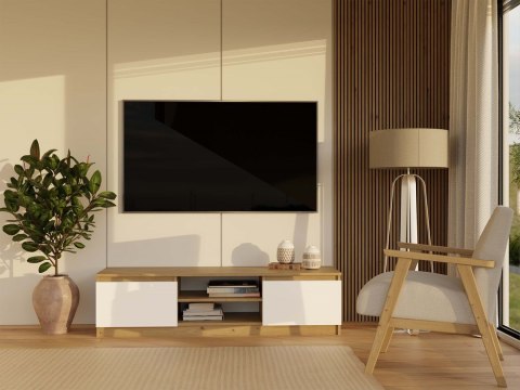 NOWOCZESNA SZAFKA RTV MALWA 140CM DĄB ARTISAN / BIAŁY MAT NOWOCZESNA SZAFKA RTV MALWA 140CM DĄB ARTISAN / BIAŁY MAT