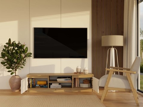 NOWOCZESNA SZAFKA RTV MALWA 140CM DĄB ARTISAN / BIAŁY MAT NOWOCZESNA SZAFKA RTV MALWA 140CM DĄB ARTISAN / BIAŁY MAT