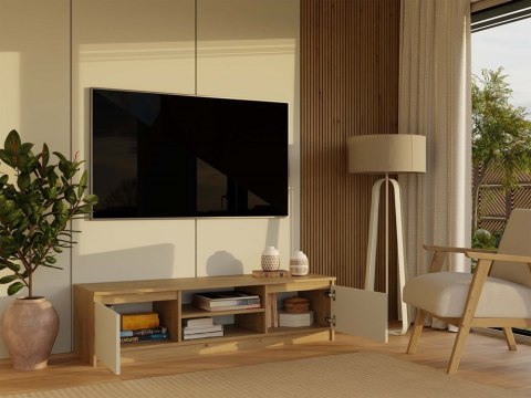 NOWOCZESNA SZAFKA RTV MALWA 140 CM KASZMIR / DĄB ARTISAN NOWOCZESNA SZAFKA RTV MALWA 140 CM KASZMIR / DĄB ARTISAN