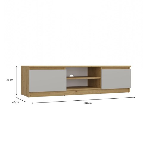 NOWOCZESNA SZAFKA RTV MALWA 140 CM KASZMIR / DĄB ARTISAN NOWOCZESNA SZAFKA RTV MALWA 140 CM KASZMIR / DĄB ARTISAN