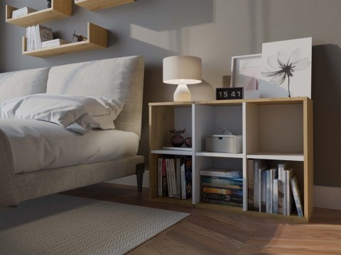 REGAŁ KOMOROWY MALAX MINI 2X3 NA KSIĄŻKI ZABAWKI DĄB ARTISAN / BIAŁY MAT