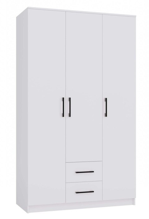 DUŻA SZAFA ROMANA 120CM DO SYPIALNI 3 DRZWI 2 SZUFLADY BIAŁY MAT DUŻA SZAFA ROMANA 120CM DO SYPIALNI 3 DRZWI 2 SZUFLADY BIAŁY MAT