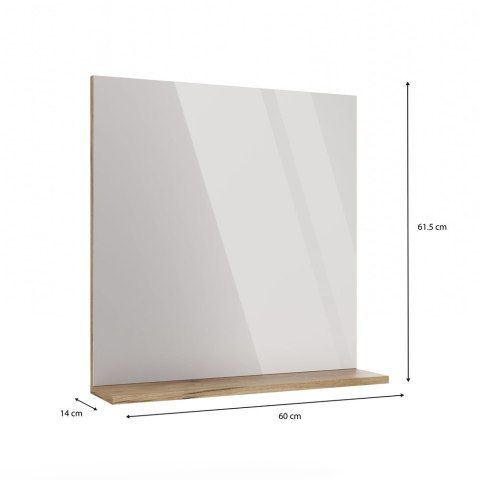 LUSTRO ŁAZIENKOWE Z PÓŁKĄ TIGO 60x61,5 CM DĄB EVOKE DO ŁAZIENKI PRZEDPOKOJU LUSTRO ŁAZIENKOWE Z PÓŁKĄ TIGO 60x61,5 CM DĄB EVOKE DO ŁAZIENKI PRZEDPOKOJU