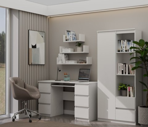 NOWOCZESNY REGAŁ RS-80 BILY 7 PÓŁEK 2 SZUFLADY SALON BIURO BIAŁY MAT NOWOCZESNY REGAŁ RS-80 BILY 7 PÓŁEK 2 SZUFLADY SALON BIURO BIAŁY MAT