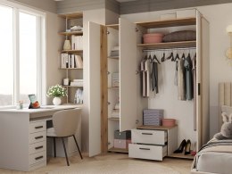 DUŻA SZAFA AVA 3 DRZWI 2 SZUFLADY LUSTRO RYFLOWANE FRONTY DĄB EVOKE/KASZMIR