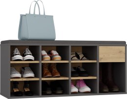 OTWARTA SZAFKA NA BUTY TALLIN Z SIEDZISKIEM I SZUFLADĄ ANTRACYT / DĄB ARTISAN