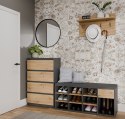 OTWARTA SZAFKA NA BUTY TALLIN Z SIEDZISKIEM I SZUFLADĄ ANTRACYT / DĄB ARTISAN