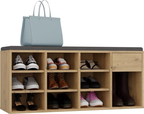 OTWARTA SZAFKA NA BUTY TALLIN Z SIEDZISKIEM I SZUFLADĄ DĄB ARTISAN