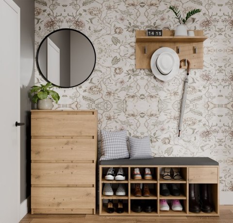 OTWARTA SZAFKA NA BUTY TALLIN Z SIEDZISKIEM I SZUFLADĄ DĄB ARTISAN OTWARTA SZAFKA NA BUTY TALLIN Z SIEDZISKIEM I SZUFLADĄ DĄB ARTISAN