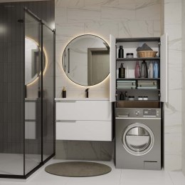 SZAFKA ŁAZIENKOWA NAD PRALKĘ POLA REGAŁ ŁAZIENKOWY ANTRACYT / BIAŁY MAT