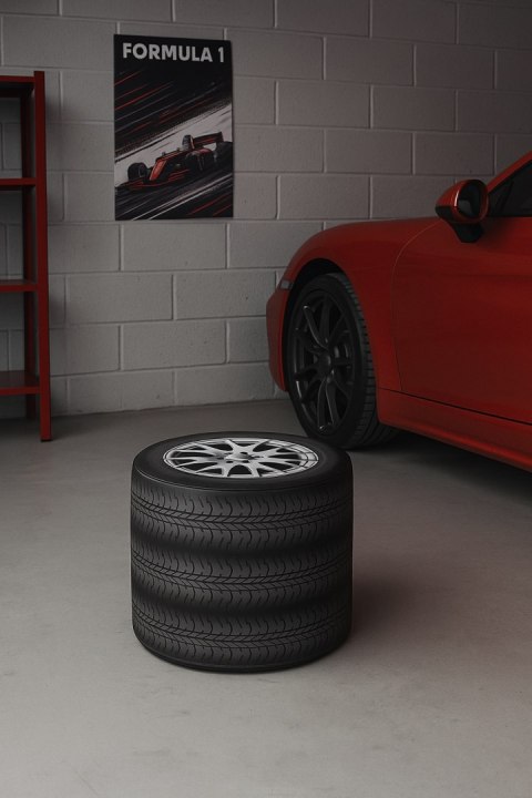 Okrągła pufa dekoracyjna, Bertoni, nadruk Tyres - do salonu, do pokoju dziecka, walec 40cm, elegancka, zamek błyskawiczny, zdejm Okrągła pufa dekoracyjna, Bertoni, nadruk Tyres - do salonu, do pokoju dziecka, walec 40cm, elegancka, zamek błyskawiczny, zdejm