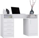 BIURKO ADA BIAŁE 125 Cm 4 Szuflady Szafka Półki Do Biura Pokoju Na Laptop