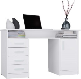 BIURKO ADA BIAŁE 125 Cm 4 Szuflady Szafka Półki Do Biura Pokoju Na Laptop