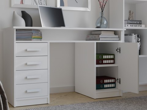 BIURKO ADA BIAŁE 125 Cm 4 Szuflady Szafka Półki Do Biura Pokoju Na Laptop BIURKO ADA BIAŁE 125 Cm 4 Szuflady Szafka Półki Do Biura Pokoju Na Laptop