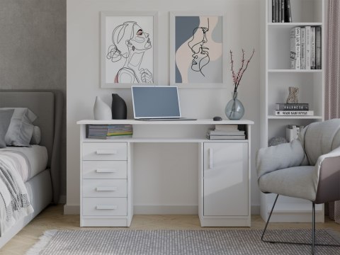 BIURKO ADA BIAŁE 125 Cm 4 Szuflady Szafka Półki Do Biura Pokoju Na Laptop BIURKO ADA BIAŁE 125 Cm 4 Szuflady Szafka Półki Do Biura Pokoju Na Laptop