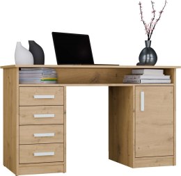 BIURKO KOMPUTEROWE ADA 4 SZUFLADY DRZWI PÓŁKA POD BLATEM 125CM DĄB ARTISAN