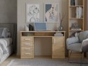 BIURKO KOMPUTEROWE ADA 4 SZUFLADY DRZWI PÓŁKA POD BLATEM 125CM DĄB ARTISAN