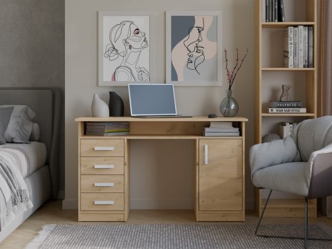 BIURKO KOMPUTEROWE ADA 4 SZUFLADY DRZWI PÓŁKA POD BLATEM 125CM DĄB ARTISAN BIURKO KOMPUTEROWE ADA 4 SZUFLADY DRZWI PÓŁKA POD BLATEM 125CM DĄB ARTISAN