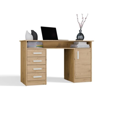 BIURKO KOMPUTEROWE ADA 4 SZUFLADY DRZWI PÓŁKA POD BLATEM 125CM DĄB ARTISAN BIURKO KOMPUTEROWE ADA 4 SZUFLADY DRZWI PÓŁKA POD BLATEM 125CM DĄB ARTISAN