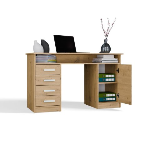BIURKO KOMPUTEROWE ADA 4 SZUFLADY DRZWI PÓŁKA POD BLATEM 125CM DĄB ARTISAN BIURKO KOMPUTEROWE ADA 4 SZUFLADY DRZWI PÓŁKA POD BLATEM 125CM DĄB ARTISAN