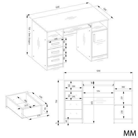 BIURKO KOMPUTEROWE DELTA NA LAPTOP 3 SZUFLADY 120CM BIAŁY MAT / ANTRACYT BIURKO KOMPUTEROWE DELTA NA LAPTOP 3 SZUFLADY 120CM BIAŁY MAT / ANTRACYT