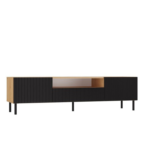NNOWOCZESNA SZAFKA RTV KAMA 160 SLIM LAMELE DĄB ARTISAN / CZARNY MAT NNOWOCZESNA SZAFKA RTV KAMA 160 SLIM LAMELE DĄB ARTISAN / CZARNY MAT