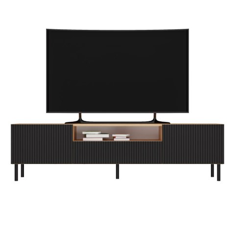 NNOWOCZESNA SZAFKA RTV KAMA 160 SLIM LAMELE DĄB ARTISAN / CZARNY MAT NNOWOCZESNA SZAFKA RTV KAMA 160 SLIM LAMELE DĄB ARTISAN / CZARNY MAT
