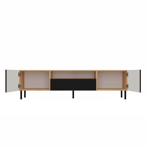 NNOWOCZESNA SZAFKA RTV KAMA 160 SLIM LAMELE DĄB ARTISAN / CZARNY MAT NNOWOCZESNA SZAFKA RTV KAMA 160 SLIM LAMELE DĄB ARTISAN / CZARNY MAT