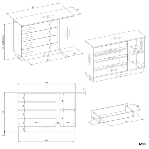 NOWOCZESNA KOMODA AMBER 1 DRZWI 4 SZUFLADY DO SALONU SYPIALNI KOLOR KASZMIR