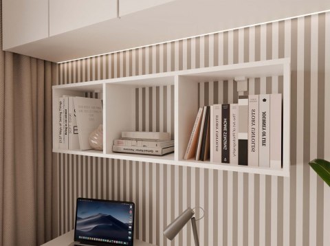 NOWOCZESNY REGAŁ WISZĄCY COBI 1X3 PÓŁKA ŚCIENNA BIAŁY MAT NOWOCZESNY REGAŁ WISZĄCY COBI 1X3 PÓŁKA ŚCIENNA BIAŁY MAT