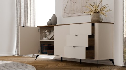 ELEGANCKA SZEROKA KOMODA CORDOBA SZAFKA 3 SZUFLADY KASZMIR DĄB CASTELLO