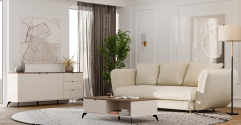 ELEGANCKA SZEROKA KOMODA CORDOBA SZAFKA 3 SZUFLADY KASZMIR DĄB CASTELLO