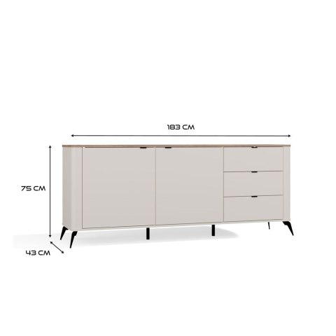 ELEGANCKA SZEROKA KOMODA CORDOBA SZAFKA 3 SZUFLADY KASZMIR DĄB CASTELLO