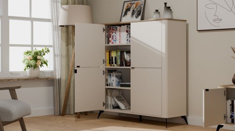 ELEGANCKA KOMODA CORDOBA SZAFKA 4 DRZWI 8 PÓŁEK KASZMIR BLAT DĄB CASTELLO