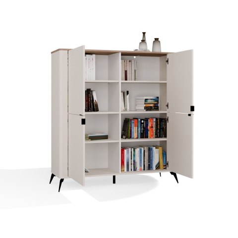 ELEGANCKA KOMODA CORDOBA SZAFKA 4 DRZWI 8 PÓŁEK KASZMIR BLAT DĄB CASTELLO