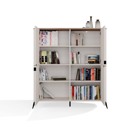 ELEGANCKA KOMODA CORDOBA SZAFKA 4 DRZWI 8 PÓŁEK KASZMIR BLAT DĄB CASTELLO