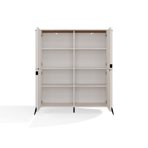 ELEGANCKA KOMODA CORDOBA SZAFKA 4 DRZWI 8 PÓŁEK KASZMIR BLAT DĄB CASTELLO