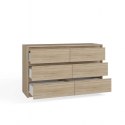 NOWOCZESNA DUŻA KOMODA KARO 6 SZUFLAD 120 CM DĄB SONOMA