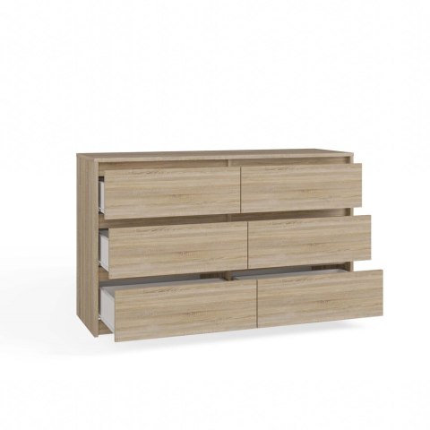 NOWOCZESNA DUŻA KOMODA KARO 6 SZUFLAD 120 CM DĄB SONOMA