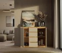 NOWOCZESNA DUŻA KOMODA MALWA 120 CM 4 SZUFLADY DĄB ARTISAN / KASZMIR