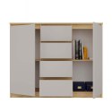 NOWOCZESNA DUŻA KOMODA MALWA 120 CM 4 SZUFLADY DĄB ARTISAN / KASZMIR