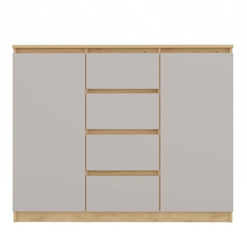 NOWOCZESNA DUŻA KOMODA MALWA 120 CM 4 SZUFLADY DĄB ARTISAN / KASZMIR