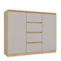 NOWOCZESNA DUŻA KOMODA MALWA 120 CM 4 SZUFLADY DĄB ARTISAN / KASZMIR