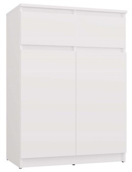 NOWOCZESNA KOMODA MALWA DO SALONU SYPIALNI 2 SZUFLADY 2 DRZWI BIAŁY MAT