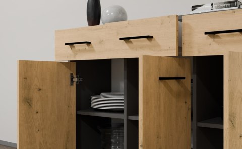 NOWOCZESNA KOMODA SIMPLO 3 DRZWI 3 SZUFLADY ANTRACYT / DĄB ARTISAN NOWOCZESNA KOMODA SIMPLO 3 DRZWI 3 SZUFLADY ANTRACYT / DĄB ARTISAN