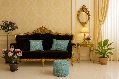 Poduszka dekoracyjna Elegance Print Almond 40×60 cm - Welurowa, Dwustronny Nadruk, Zamek, Antyalergiczny Wkład, Produkt Premium