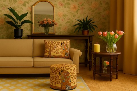 Poduszka dekoracyjna Elegance Print Golden Tree (Klimt) 40×60 cm - Welurowa, Dwustronny Nadruk, Zamek, Antyalergiczny Wkład, Pro