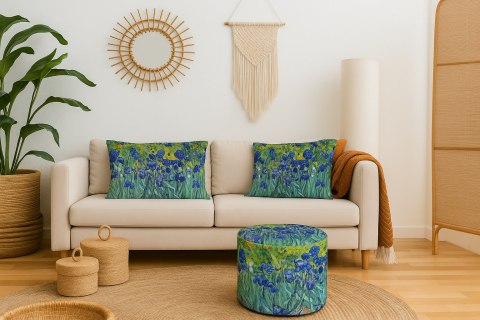 Poduszka dekoracyjna Elegance Print Irises 40×60 cm - Welurowa, Dwustronny Nadruk, Zamek, Antyalergiczny Wkład, Produkt Premium